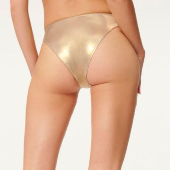 NWT Good American Size 2 M Mink Gold Reversible Metallic Better Bikini Bottom - Picture 10 of 10